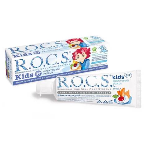 Зубная паста Rocs 45,0 Kids фруктовый рожок (без фтора) (3-7 лет) 