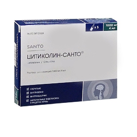 Цитиколин-Санто 1000мг/4мл №5 р-р д/ин. амп.