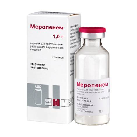 Меропенем 1,0 №1 фл. порошок д/приготовления р-ра для в/в инъекций 